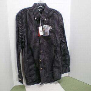 Antigua Pittsburgh Penguins Black and White Long Sleeve Dress Shirt, Size Small